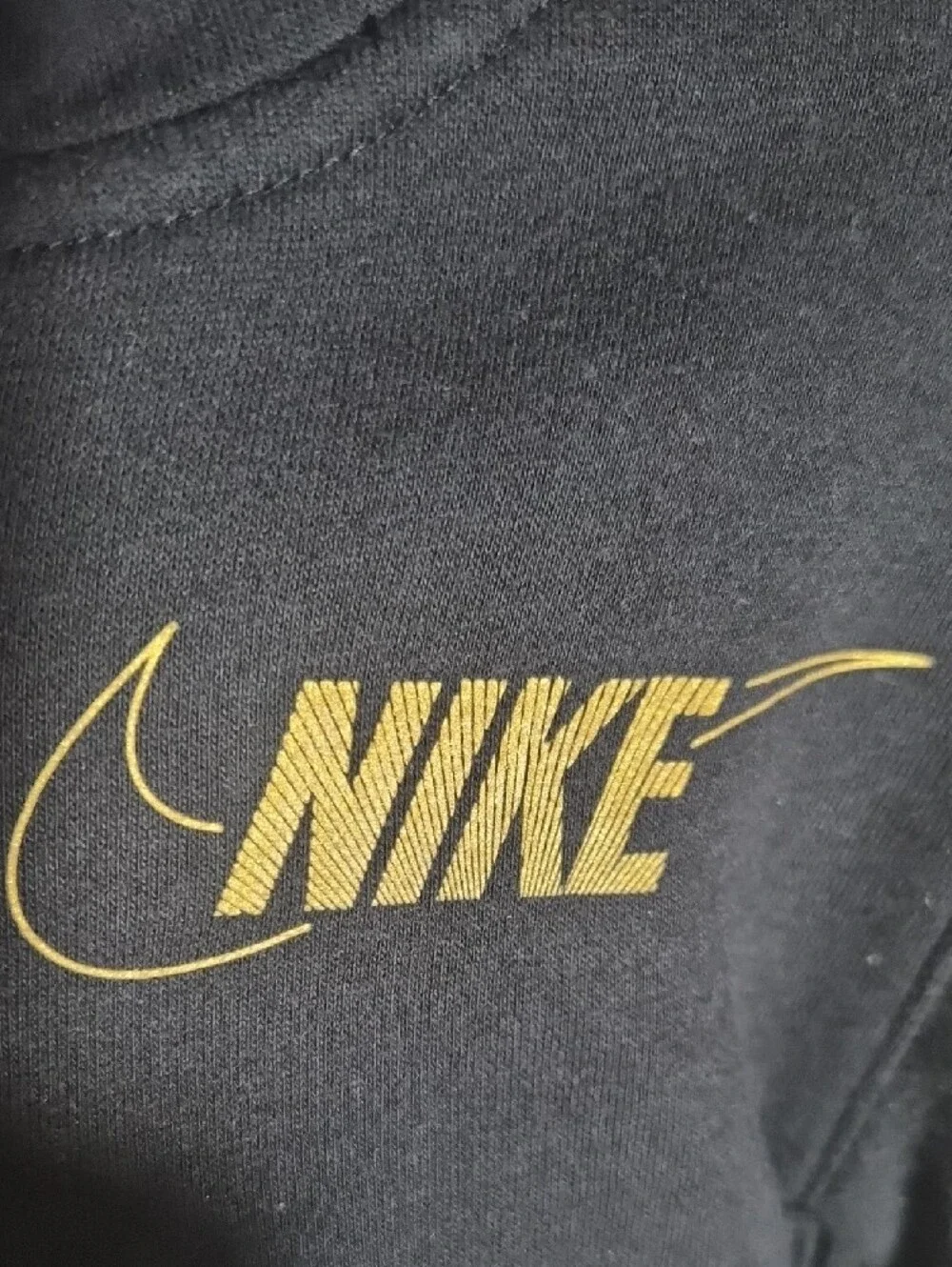 Nike Kids Black Hoodie & Black Leggings with Gold Swoosh